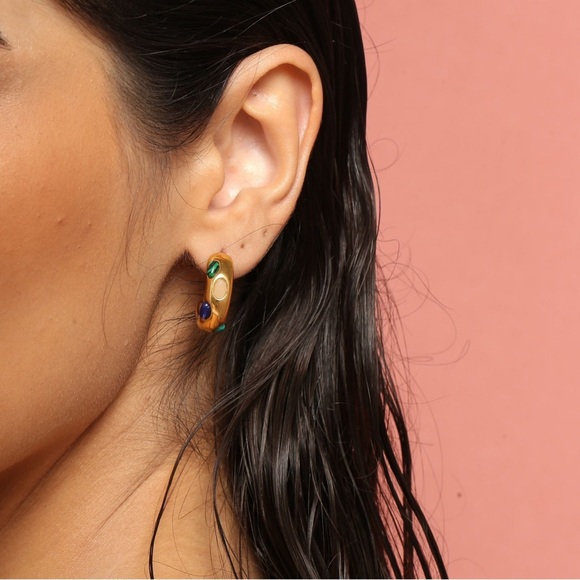 NEW💎18K Gold Plated Hoop Earrings*Chunky Hoop* - Picture 7 of 8